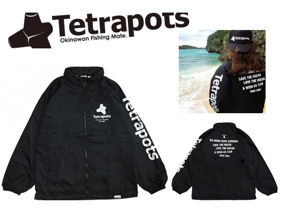 Tetrapots ナイロンジャケット　XL ネイビー×黄　テトラポッツ