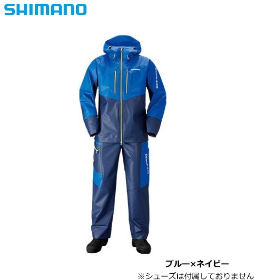 シマノ マリンライトスーツ RA-034N ブルー×ネイビー Lサイズ / レイン 