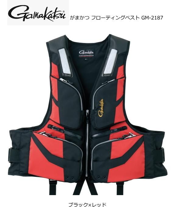 がまかつ フローティングベスト GM-2187 ブラック×レッド L がまかつ フローティングベスト GM-2187 ブラック×レッド L