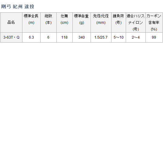 ダイワ ロッド '21 剛弓紀州遠投 3-63T・N　カゴ釣り