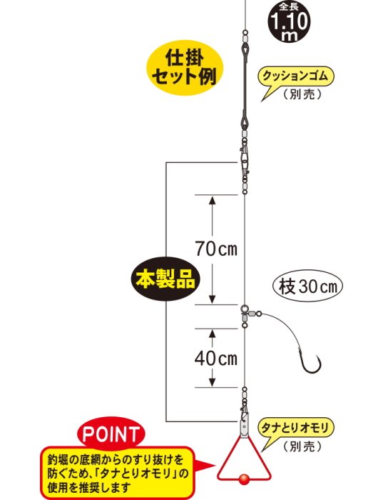 がまかつ 海上釣堀 底直撃仕掛 KT-016 ヒラマサ・ブリ王 12号(ハリス6号 幹糸7号 捨て糸4号) / 仕掛け (メール便可)