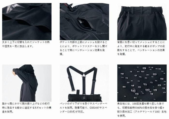 がまかつ アルテマシールド 100 フィッシングレインスーツ GM