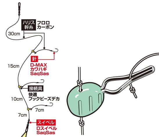 ダイワ 快適カワハギ ワンデイパック SS+S 4.5号 / 仕掛け (メール便