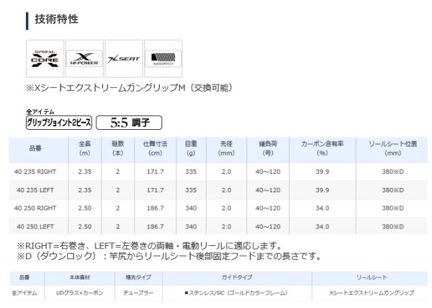 シマノ 21 アルシエラ マダイ 40-235 LEFT (左巻き) / 船竿 (S01