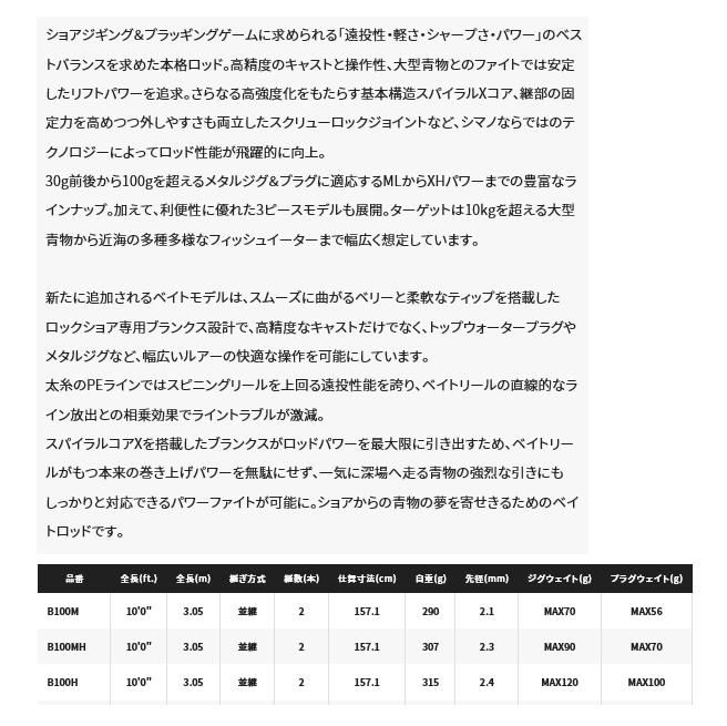 シマノ 21 コルトスナイパー XR B100MH / ショアジギングロッド