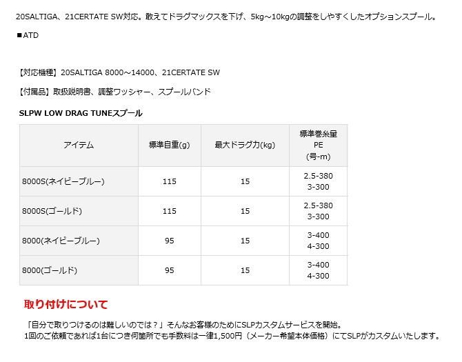 ダイワ SLPW ロードラグチューンスプール 8000 ゴールド (D01) (送料