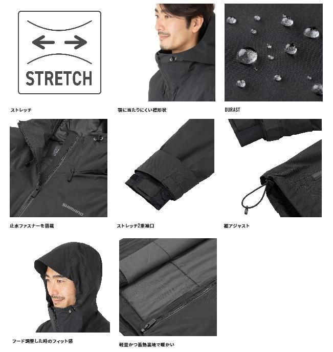 極美品　シマノ　デュラスト　ウォームレインジャケット　RB-04JU ブラックL シマノ 防寒服アウター デュラスト ウォームレインジャケット RB-04JU