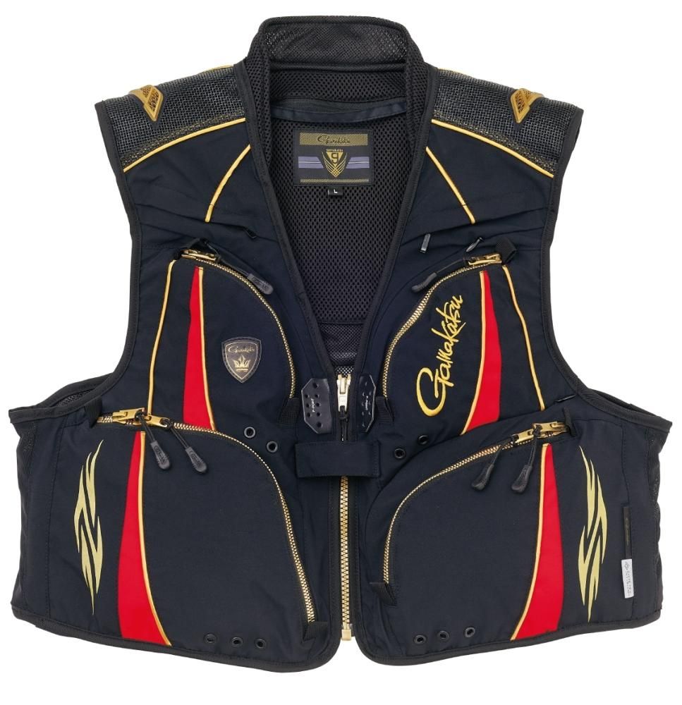 Gamakatsu 鮎用ベスト LL ブラック/レッド(GM-2327) ハーフメッシュベスト GM2327 | がまかつ