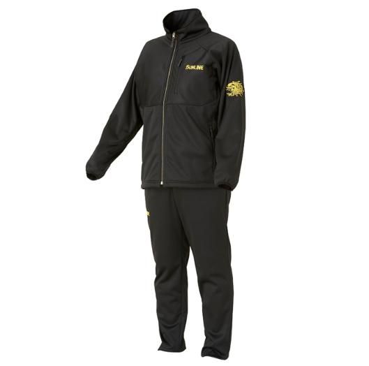 サンライン 防風フリーススーツ SUW-01202 ブラック LLサイズ / 防寒着