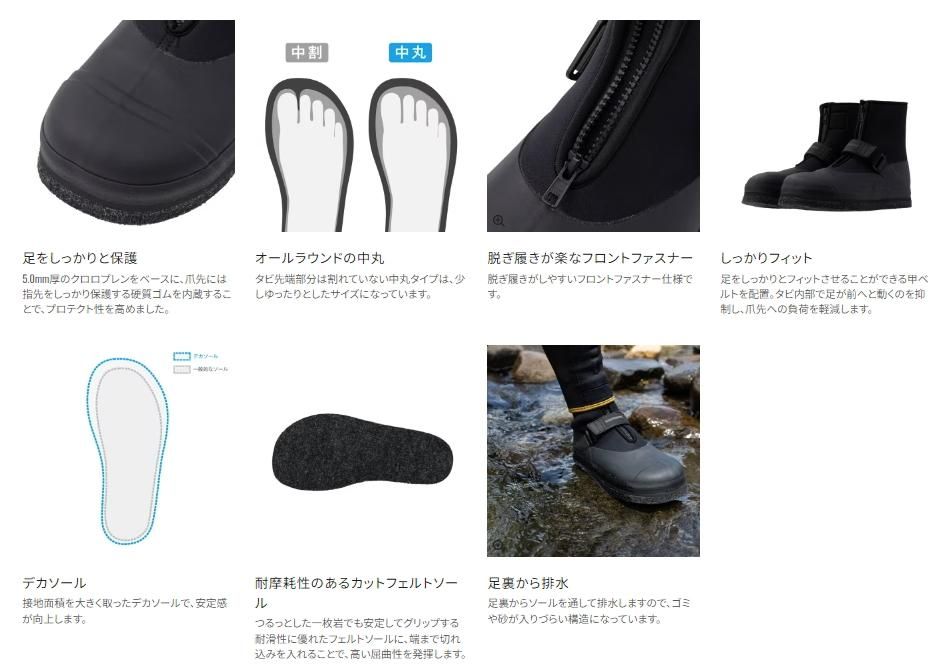 日本全国送料無料商品 | 特集 | ブラック FT-044X (中丸) カットフェルトタビ シマノ XL 鮎 / その他