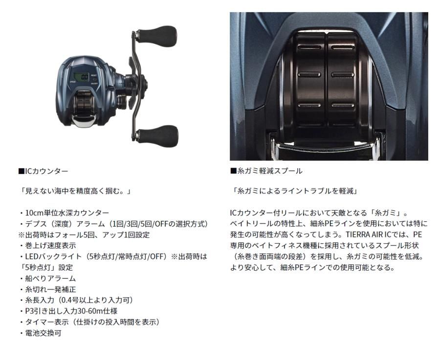 ダイワ 24 ティエラ AIR IC 100HL (左ハンドル) / ベイトリール ダイワ 24 ティエラ AIR IC 100HL (左ハンドル) / ベイトリール
