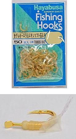 ハヤブサ サビキ バラ鈎 金グレ オーロラ白スキン ソフト玉入り 7号 50