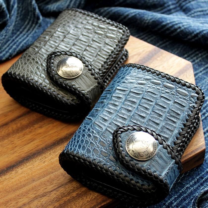 カイマン ワニ革 ショートウォレット 二つ折り財布/エリザベス カイマン ワニ革 ショートウォレット 二つ折り財布/エリザベス