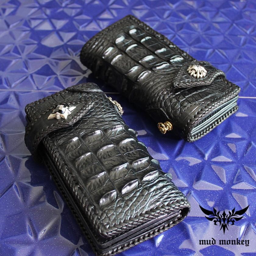 クロコダイル 長財布 背面ホーンバックTYPE2・ブラック/コンチョ クロコダイル 長財布 背面ホーンバックTYPE2・ブラック/コンチョ