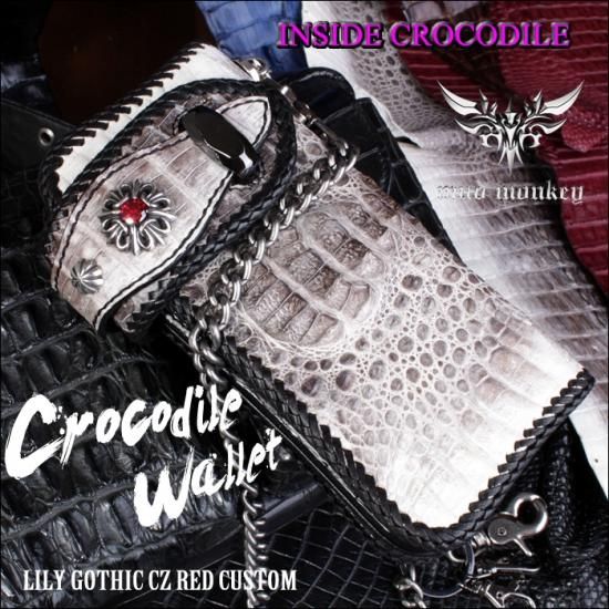 財布 コンチョ/シルバー/ユリゴシックSTYLE ジルコニアCZ赤