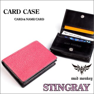 カードケース 名刺入れ/メンズ/ポリッシュスティングレイ・ピンク