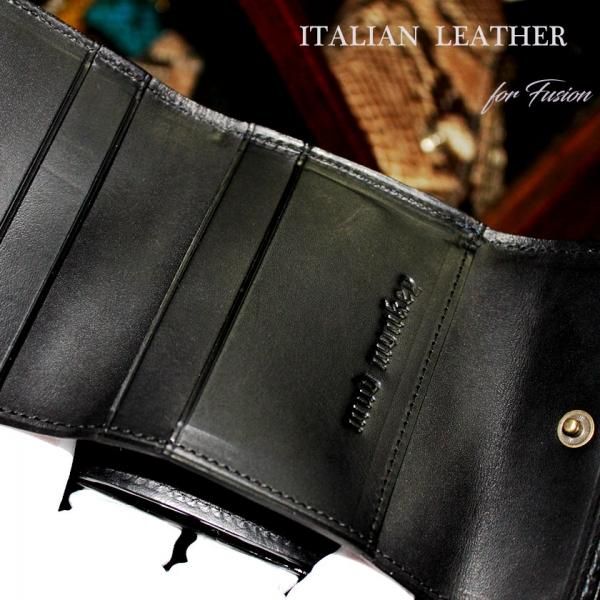 三つ折り財布 / クロコダイル財布 バーミリオン /イタリアン