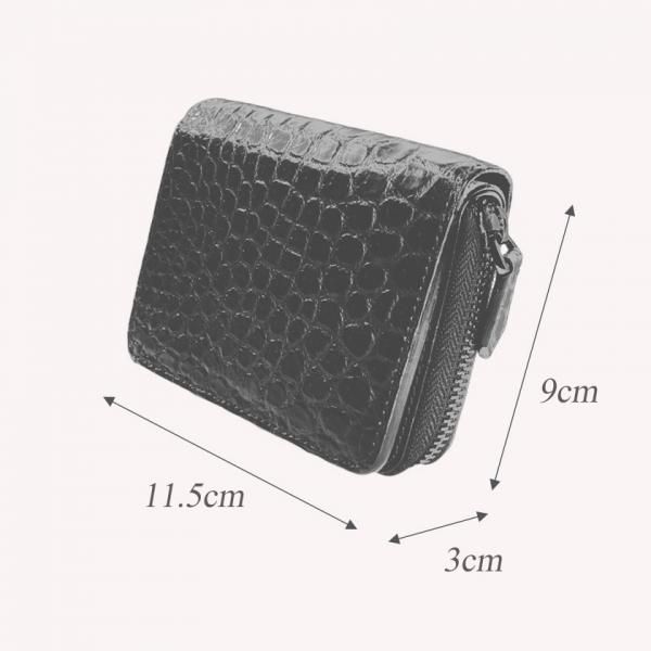 ラウンドファスナー二つ折り財布 / クロコダイル財布 ブラック