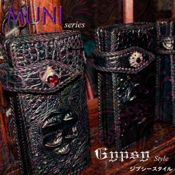 ガープ、クロコダイル クロコダイル 長財布 クラウンホーンバック・ブラック/コンチョ