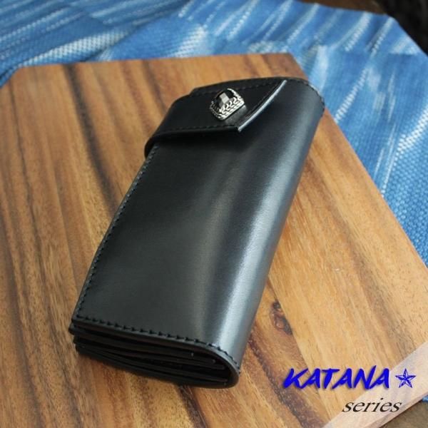バイカーズウォレット 栃木レザー ヌメ革黒 長財布 KATANA バイカーズウォレット 栃木レザー ヌメ革黒 長財布 KATANA