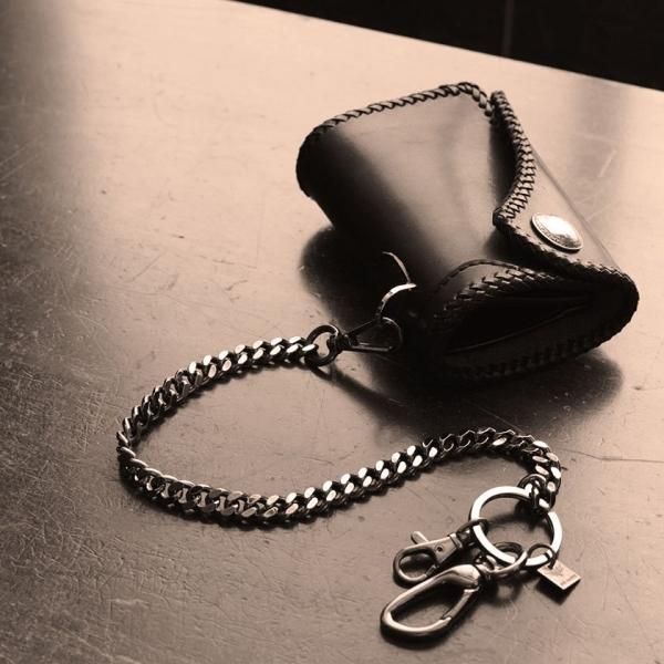 栃木レザーウォレット・サドルハーフ三つ折り/ブラック/コンチョ