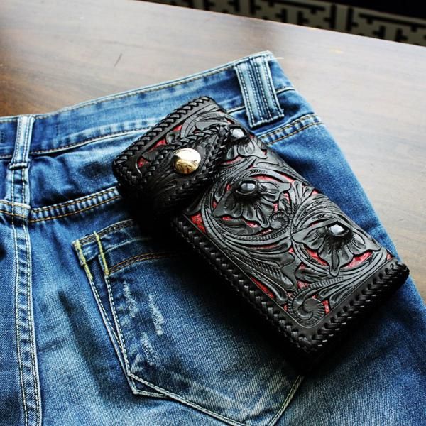 カービングウォレット 透かし彫り長財布 レザーロングウォレット カービングウォレット 透かし彫り長財布 レザーロングウォレット