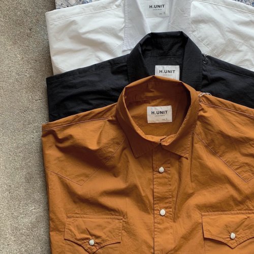 H.UNIT “Typewriter Western Dolman Short Sleeve Shirt” - Tribeca