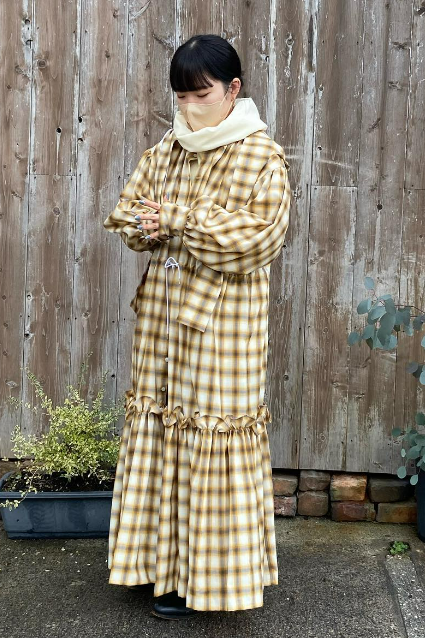 ワンピース BELPER / OMBRE PLAID HOODIE DRESS BELPER “OMBRE PLAID HOODIE DRESS” - Tribeca