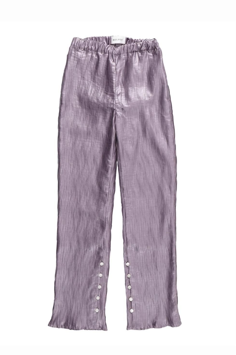 BELPER   GLOSSY PLEATED PANTS