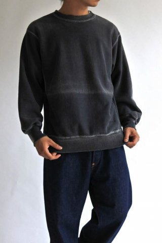 ANACHRONORM “AGING BLACK SULFUR DYEING REVERSE WEAVE CREW NECK SWEAT”