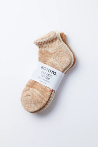ROTOTO ORGANIC DAILY 3 PACK ANKLE SOCKS 