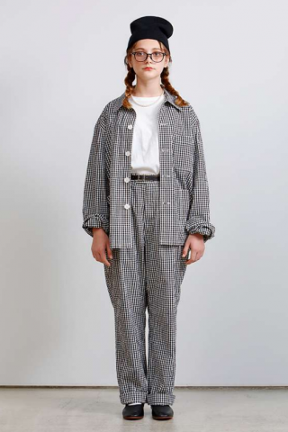 H.UNIT “Washed check two tuck trousers”