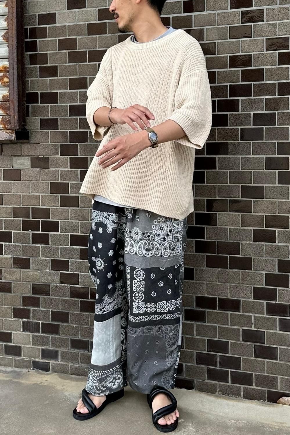 ANACHRONORM “VINTAGE BANDANA COLLAGE WIDE EASY PANTS” - Tribeca