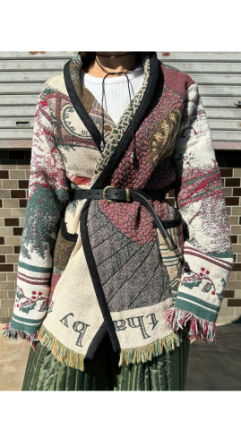 77circa “circa make jacquard blanket fringe coat”の商品画像