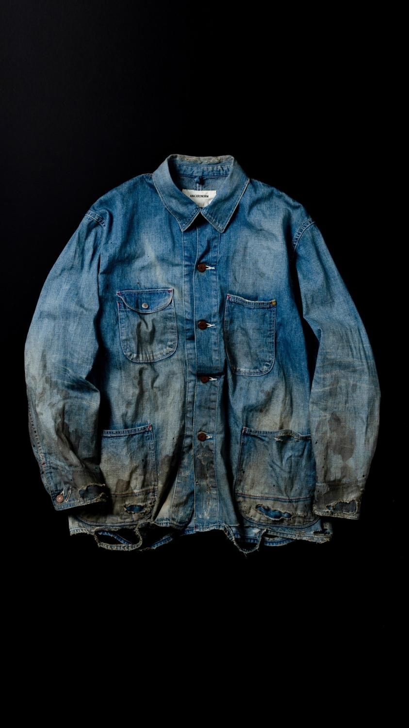 最終価格】anachronorm ダメージ加工カバーオール ANACHRONORM × LINEAGE CORE SP LIGHToz BM DENIM