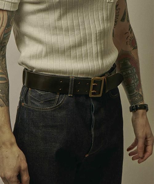 RAGTIME DOUBLE PRONG LEATHER GARRISON BELT 50mm - 【公式