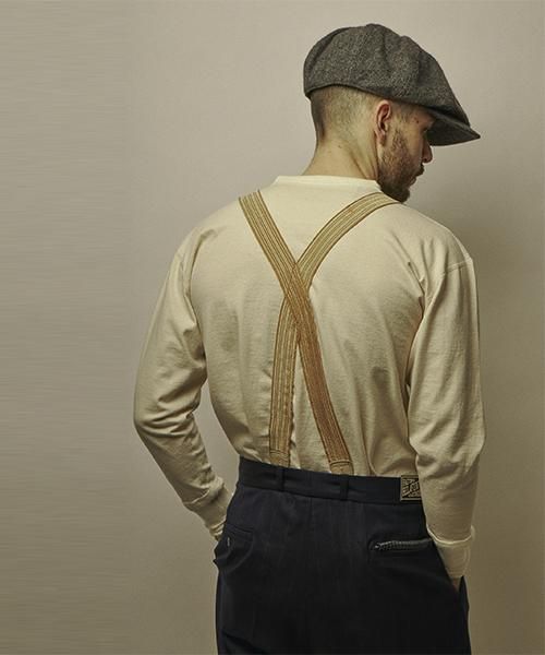 RAGTIME BRACE SUSPENDERS (IVORY LEATHER x GOLD SNAP
