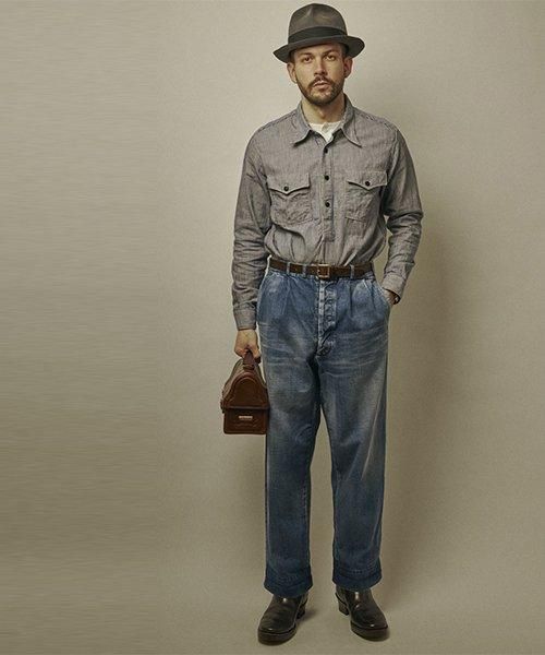 RAGTIME DENIM 2TACK TROUSERS ROLLED UP HEM AGED - 【公式