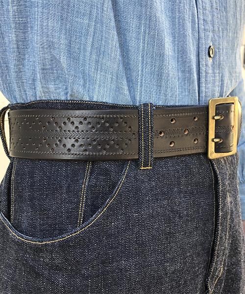 RAGTIME PUNCHING LEATHER DOUBLE PRONG GARRISON BELT 40mm