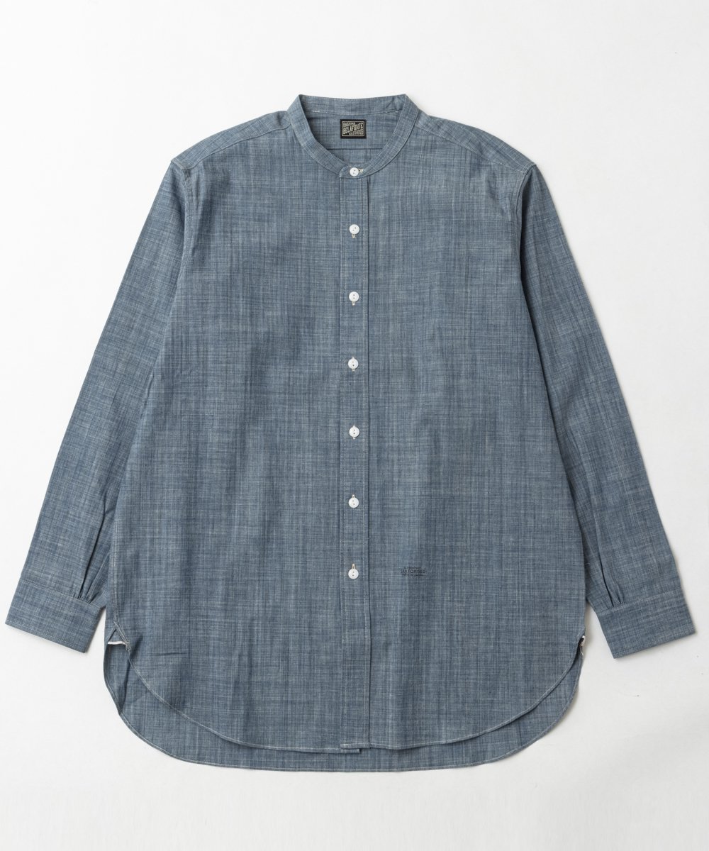 <img class='new_mark_img1' src='https://img.shop-pro.jp/img/new/icons14.gif' style='border:none;display:inline;margin:0px;padding:0px;width:auto;' />RAGTIME BAND COLLAR BLUE CHAMBRAY