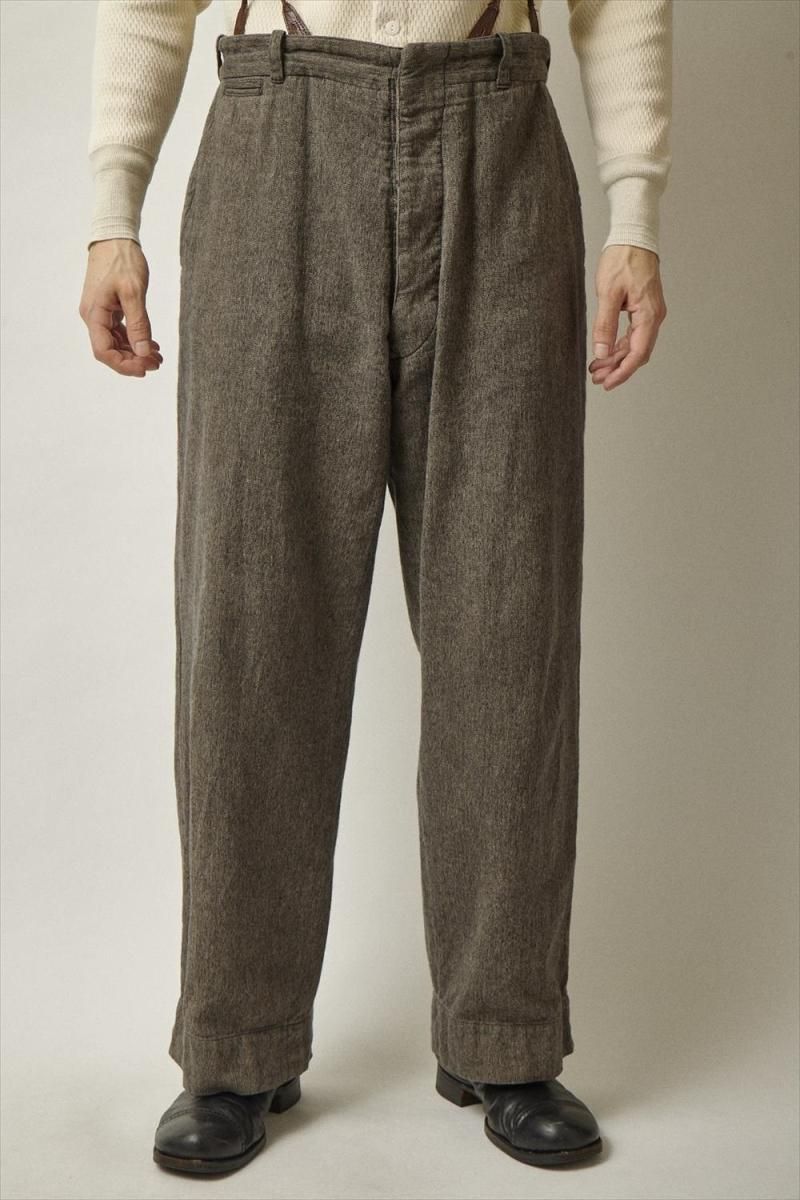 RAGTIME HIBACK TROUSERS BUCKLE BACK LINEN COTTON HERRINGBONE
