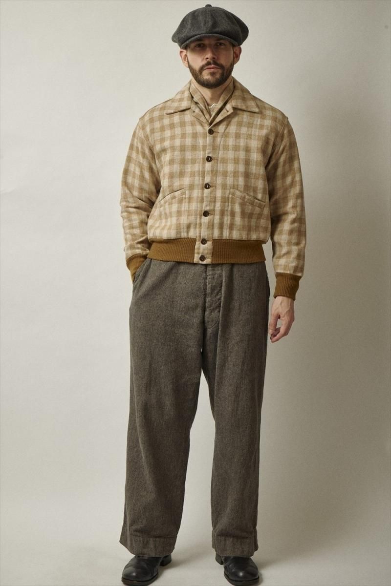 RAGTIME HIBACK TROUSERS BUCKLE BACK LINEN COTTON HERRINGBONE