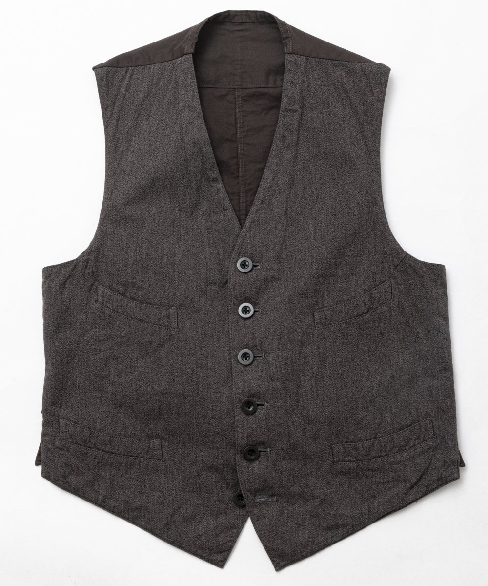 <img class='new_mark_img1' src='https://img.shop-pro.jp/img/new/icons14.gif' style='border:none;display:inline;margin:0px;padding:0px;width:auto;' />RAGTIME SERVICE VEST SALT&PEPPER CHAMBRAY OVERDYED