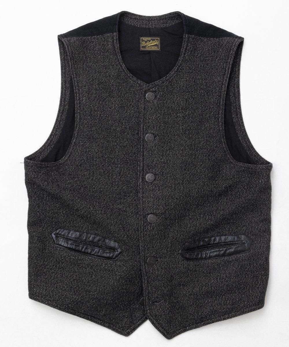 トップス Ragtime Belafonte Civilian deck vest RAGTIME CIVILIAN DECK VEST HEATHER BLACK AND GRAY COTTON