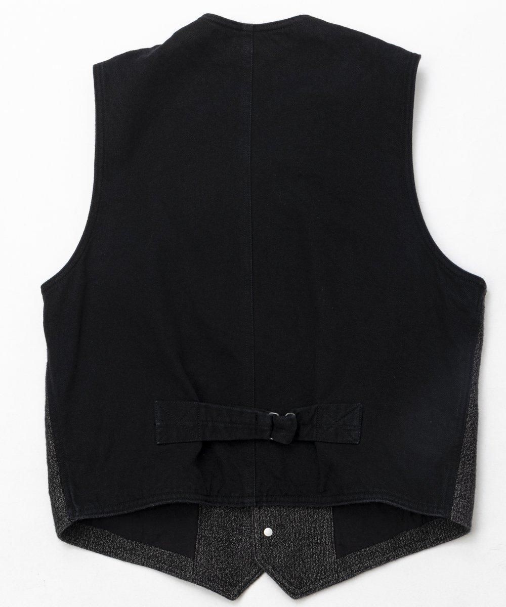 RAGTIME CIVILIAN DECK VEST HEATHER BLACK AND GRAY COTTON
