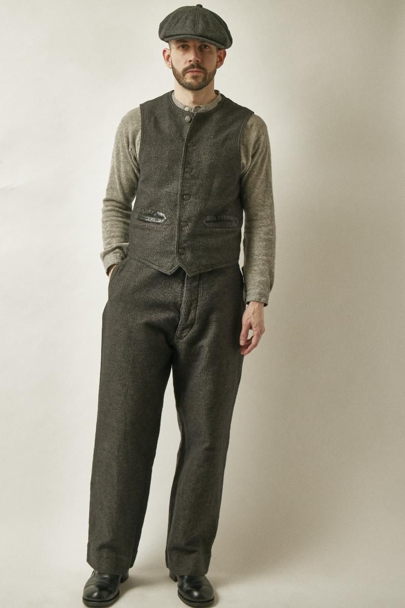 RAGTIME CIVILIAN DECK VEST HEATHER BLACK AND GRAY COTTON