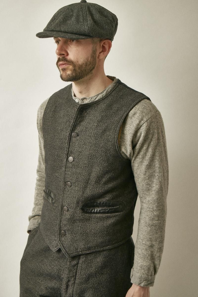 RAGTIME CIVILIAN DECK VEST HEATHER BLACK AND GRAY COTTON - 【公式