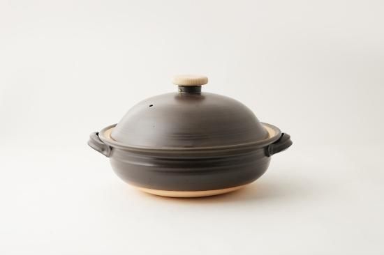 土鍋（大）（黒×白） - 石見焼すり鉢専科