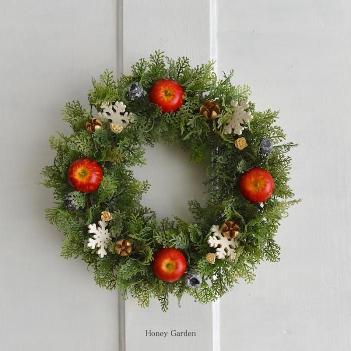 リンゴのクリスマスリース 三日月リース クリスマス - honeygarden