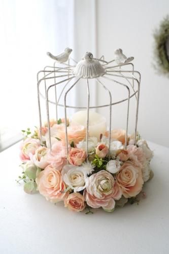 アプリコットカラー・鳥かごアレンジ